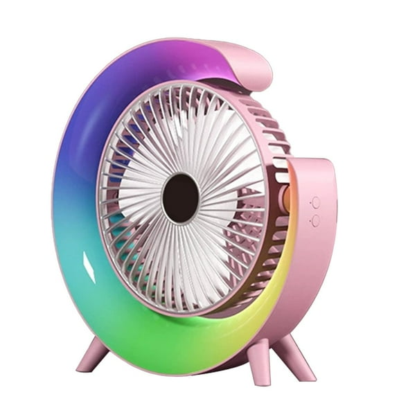 BAGUER Portable Fan Usb Rechargeable Fan Led 7 Colors Electric Fan 180°Adjustable Pink