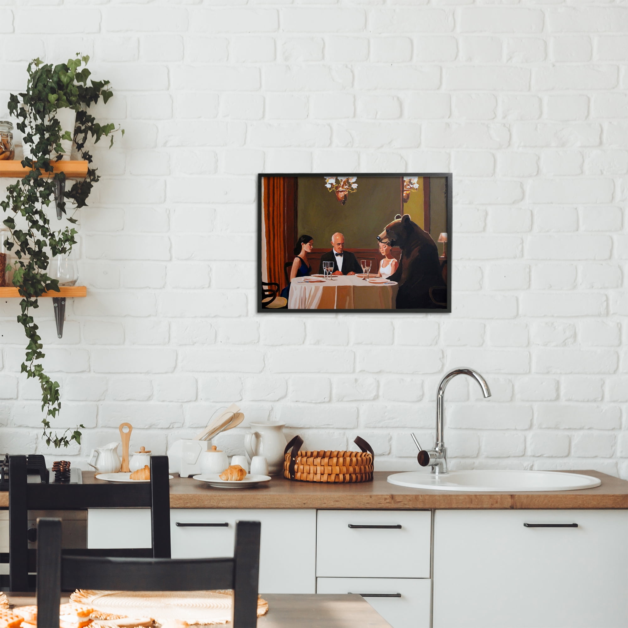 Dinner Guests & Steve Black Framed Giclee Art, design by Keith Thomson