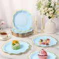thumbnail image 4 of 30Pcs Disposable Paper Party Plates Bulk, 8.46inch Metallic Gold Edge Paper Decorated Dessert Plates Set, Blue, 4 of 7