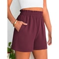 thumbnail image 4 of HKYNLAG Shorts for Women Dressy Casual Elastic High Waisted Ruffle Comfy Lightweight Summer Shorts for Beach Vacation Wine S, 4 of 6