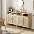 thumbnail image 3 of Set of 2 Sideboard Buffet Storage Cabinet, Rattan Kitchen Cabinet with 2 Doors/Shelf, Accent Modern Dining Living Room Entry Hallway Coffee Bar Furniture for Home Decor,36''H, 3 of 7