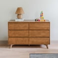 thumbnail image 2 of Max & Lily Solid Wood Scandinavian 6 Drawer Dresser, Pecan, 2 of 12