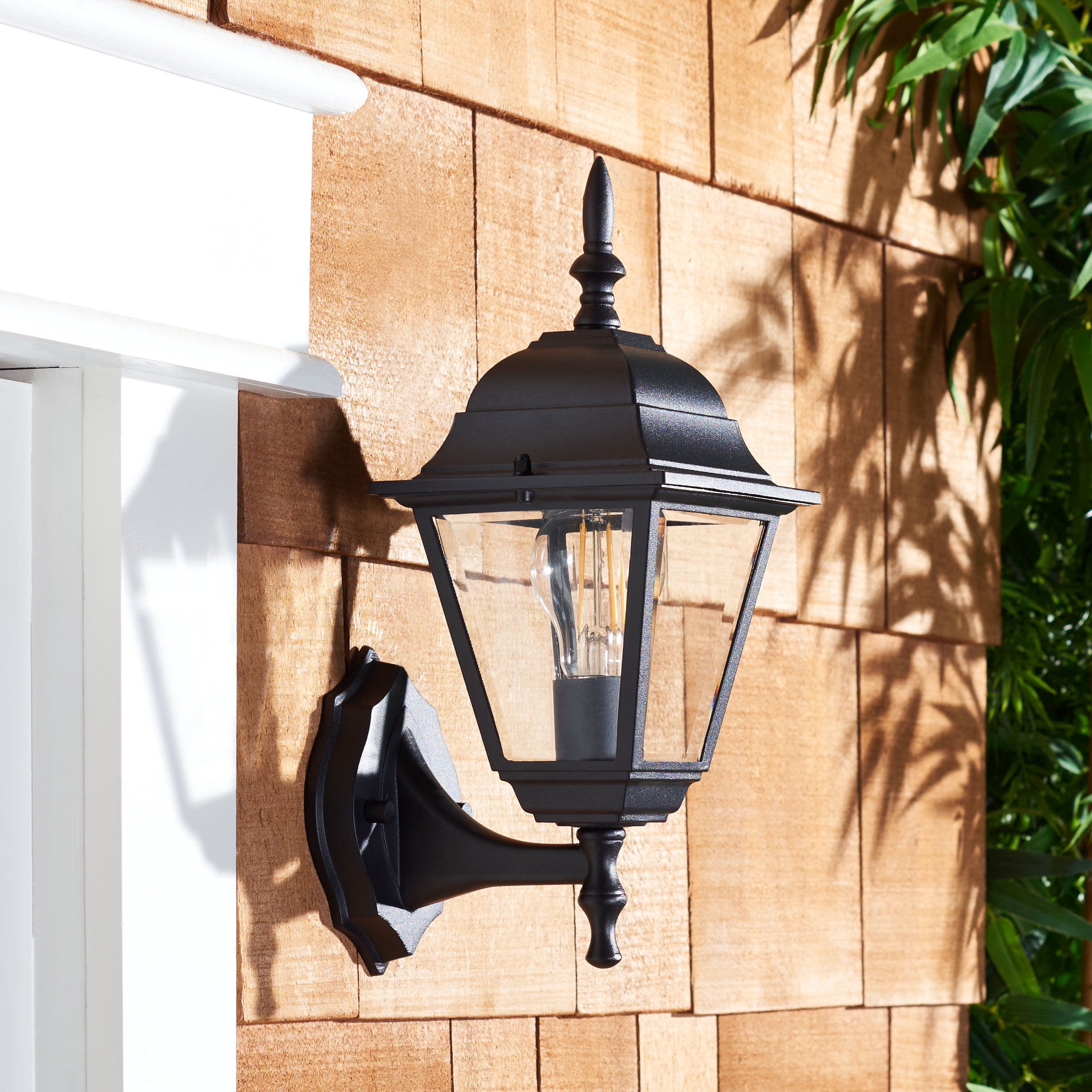 SAFAVIEH Rhion 2-Light A19 Black Steel Wall Sconce with Black Shade, Set of 2