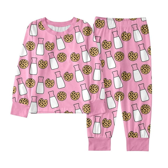 RMGVDSD Boys Girls Cartoon Print Pajamas Long Sleeve Top and Pants Soft Sleepwear for Kids Loungewear Outfit Fall Winter Clothes 2-3 Years