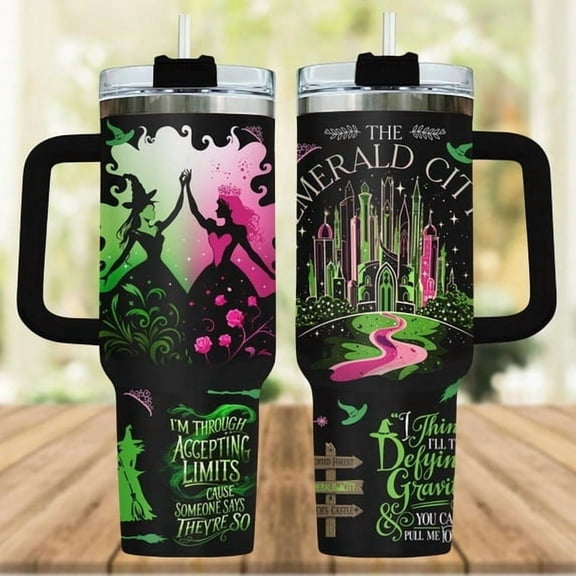 Wicked Tumbler 40Oz, Elphaba And Glinda Tumbler, Broadway Musical Fan Tumbler Cup, Wicked Movie Tumbler, Coffee Tumbler, Valentine Gift