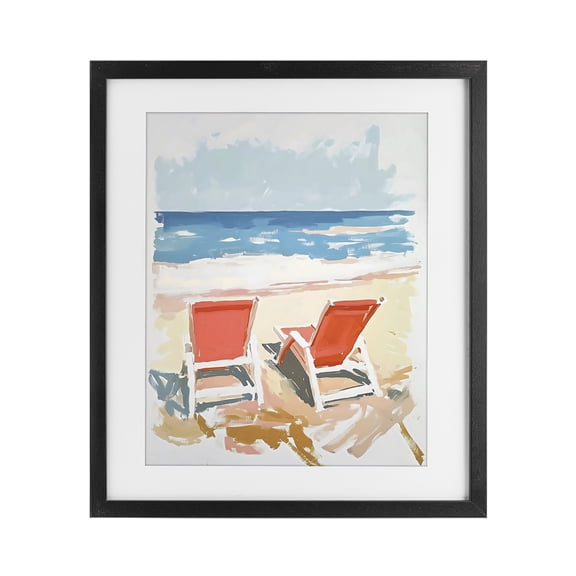 Stupell Industries Two Sunlit Beach Chairs Black Framed Print Under Glass, design by The Prints Vibe