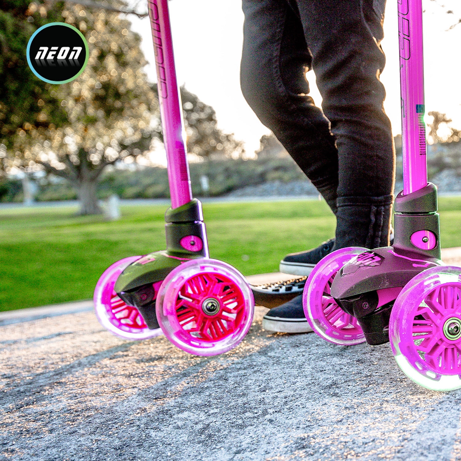neon vybe kick scooter glider pink led for kids