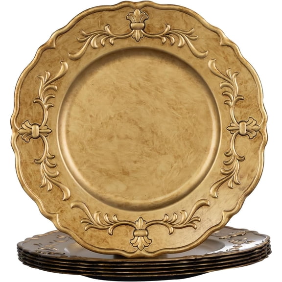 Antique Charger Plates Set of 6, 13" Round Plate Chargers