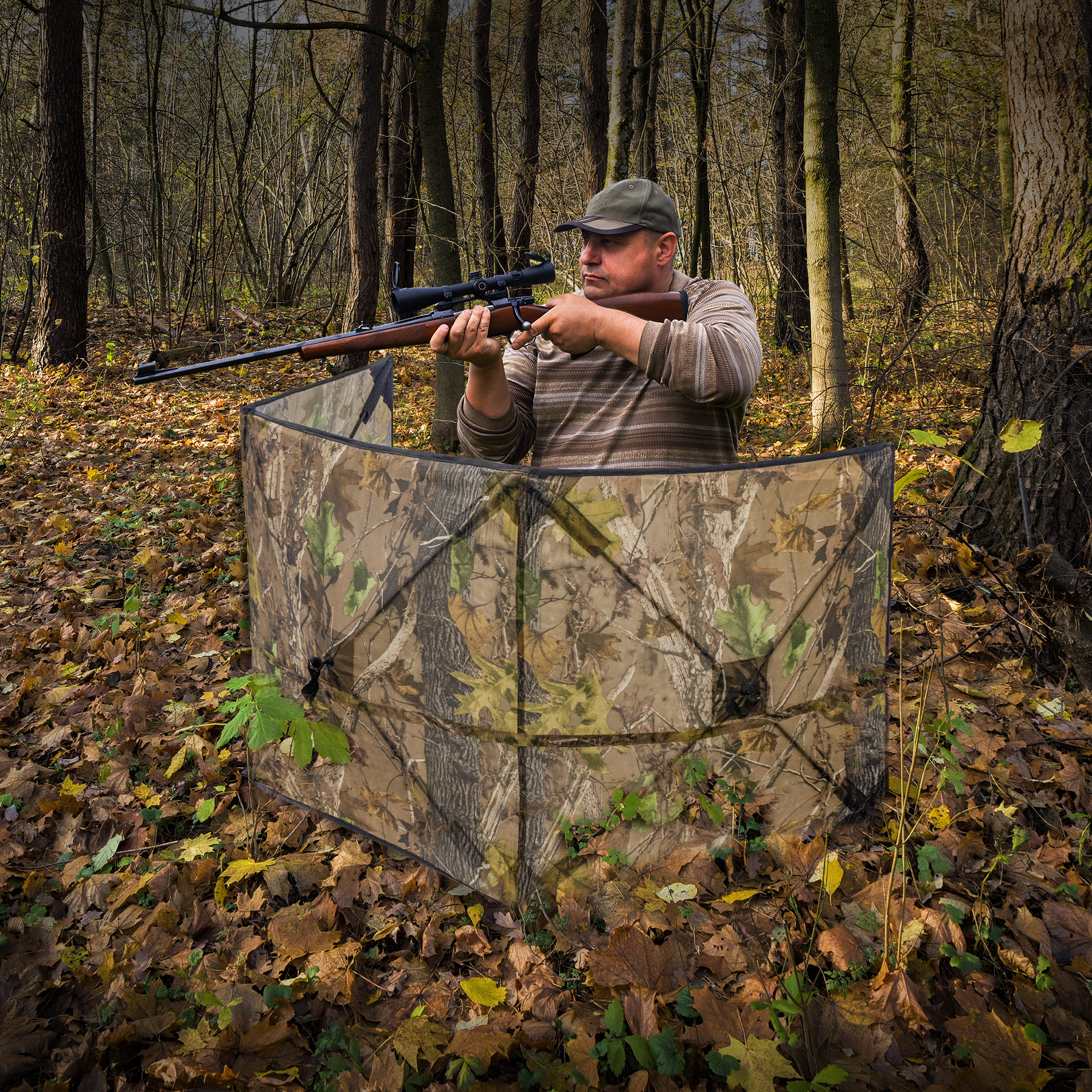 Hunting Blind for Turkey Pop Up Ground Blind Portable & Silent 3-Panel Hunting Ground Blinds for Deer Duck Turkey Hunting