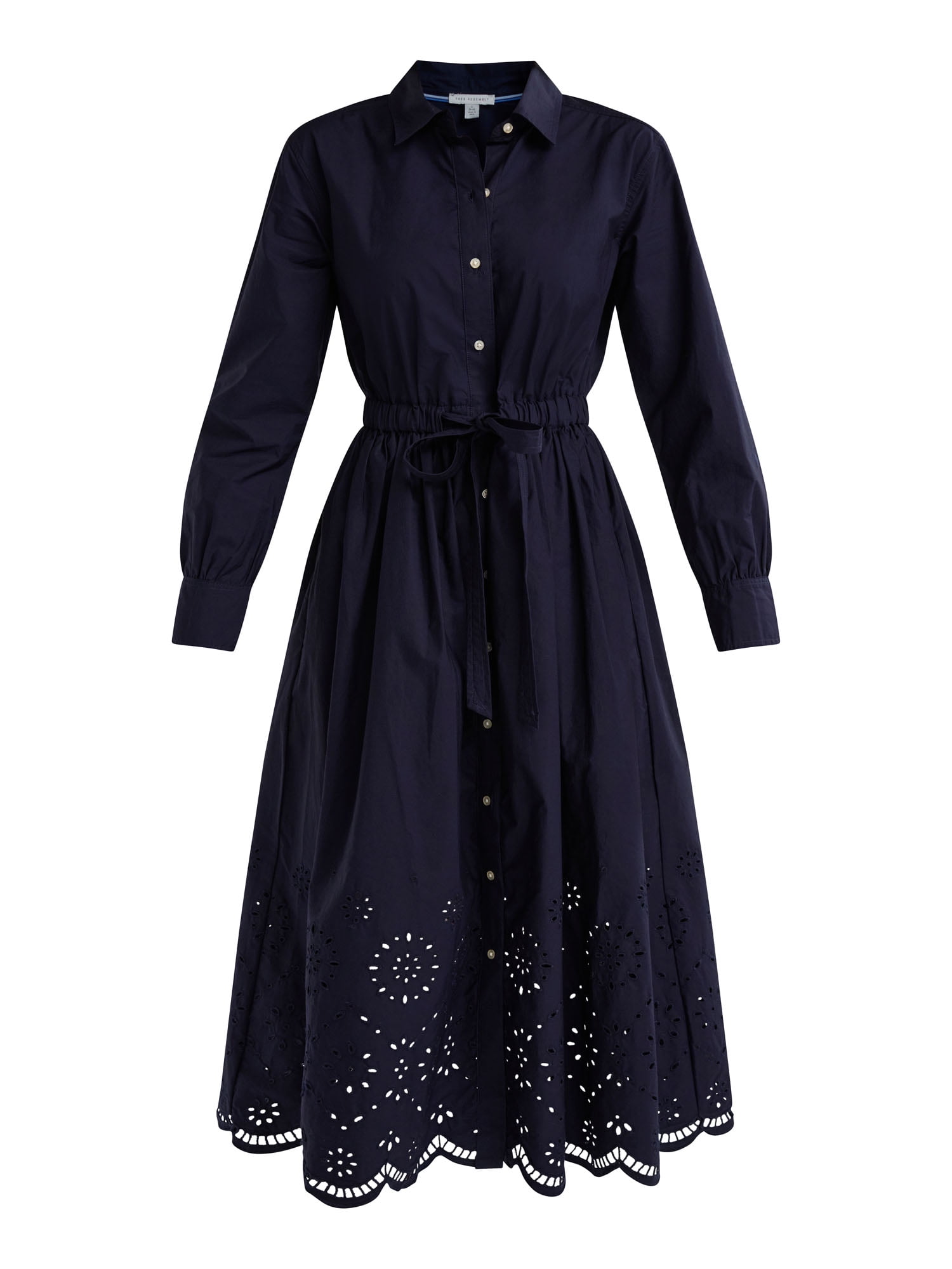 Free Assembly Women’s and Women's Plus Cotton Eyelet Maxi Shirtdress, Sizes XS-4X