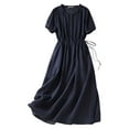 thumbnail image 1 of Womens New Cotton And Art Commuting Simple And Solid Color Light And Thin Slimming Mid Length Dress Casual Dress, 1 of 3