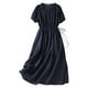 thumbnail image 1 of Vestido de algodón liso de largo medio para mujer - Ropa informal para ir al trabajo con poliéster ligero para primavera/verano, 1 of 3