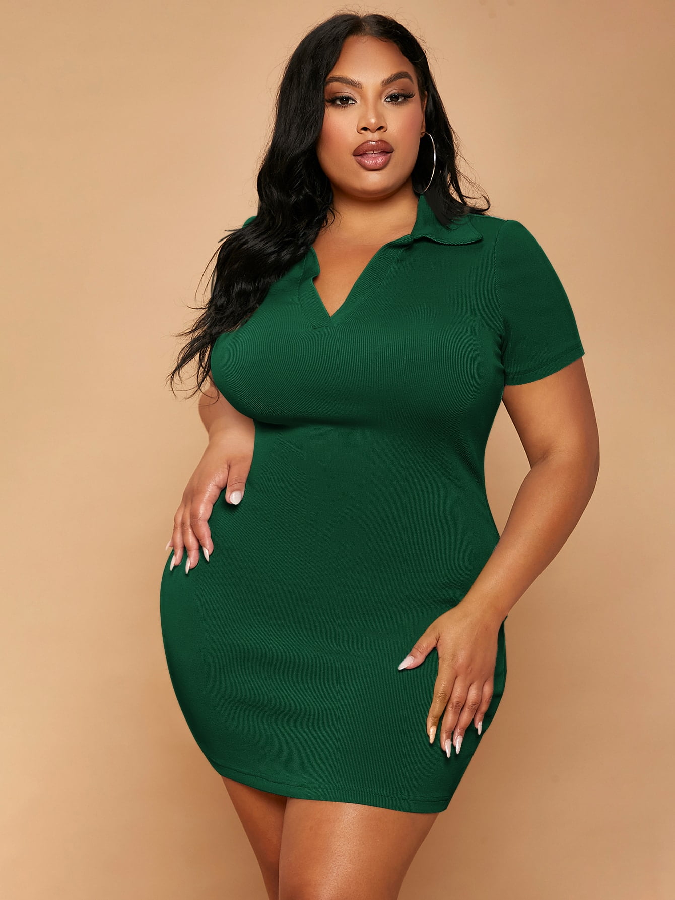 Elegant Women's Plus Size Ribbed Knit 