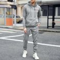 thumbnail image 2 of Curuila Sweatsuits Mens 2 Piece Outfit With Pocket Long Sleeve Letter Print Hooded Sweatshirt With Sweatpants Everyday Wear Comfort Tracksuit Size M, 2 of 5