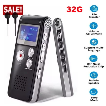 Digital Voice Recorder Dictaphone Audio Sound Recorder Mini Small Spy Lecture