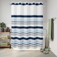 thumbnail image 6 of No Hook Shower Curtain, Navy Blue Gray Striped Shower Curtains for Bathroom with See Through Top Window, Farmhouse Stripes Modern Abstract Art Waterproof & Washable Bath Curtain Stall 48"x72", 6 of 9