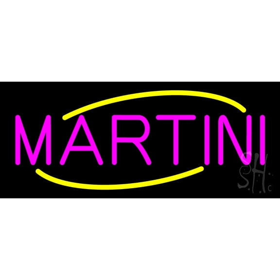 Martini LED Neon Sign 6 x 15 - inches, Clear Edge Cut Acrylic Backing, with Dimmer - Bright and Premium built indoor LED Neon Sign for Bar decor.