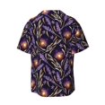 thumbnail image 6 of Lsque Lavender Flowers print Men's Cuban Collar Short Sleeve Shirt Summer Beachwear Casual Button Down Fashionable Vacation Leisure Shirt-Small, 6 of 7