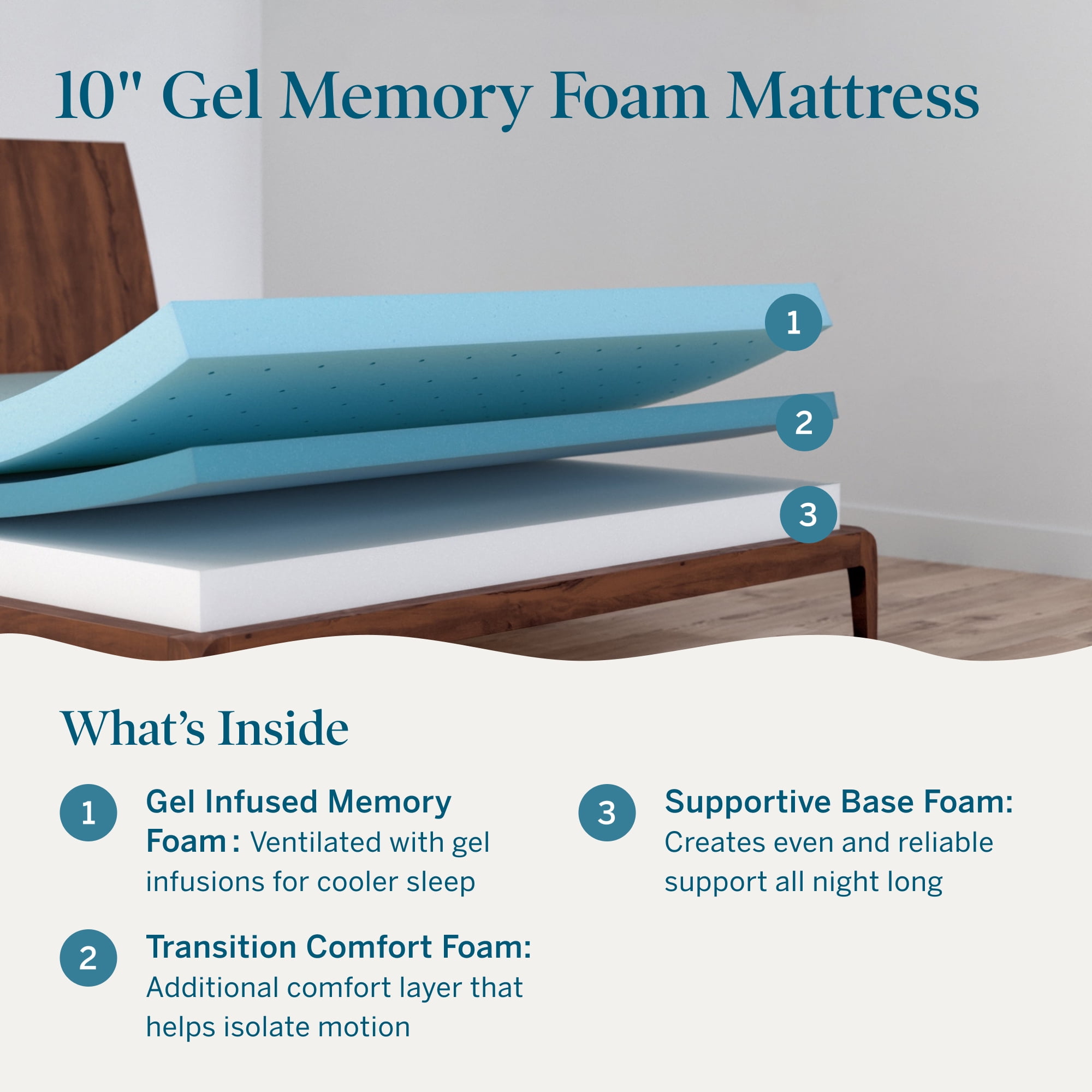 Lucid Bliss 10" Gel Memory Foam Mattress, Plush, California King