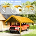 thumbnail image 6 of Kimunuk Canopy Replacement Cover, 12' x 20' Outdoor Portable Carport Replacement Canopy with Ball Bungees for Car Garage Shelter Tent Party Tent, Yellow ,Frame is Not Included, 6 of 6