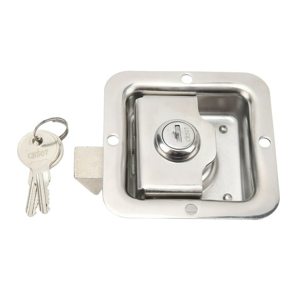 TKSE Loquet De Poignée De Boîte à Outils, Loquet De Poignée De Boîte à Outils Avec 2 Clés, Polissage Miroir En Acier Inoxydable 304, Montage Encastré Pour Camping-cars, Camions