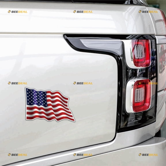 American Flag Car Magnet Patriotic Wavy Magnetic Sticker Decal - 2 Pack Reflective 4" - for Truck Door Fridge Reusable Waterproof a0315p