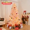 thumbnail image 4 of Tcbosik 8ft Flocked Pre-lit Christmas Pine Tree with Remote Control, Artificial Xmas Tree with 500 Lights and 1250 Branch Tips for Home Party Decoration, Snowy Pink, 4 of 7