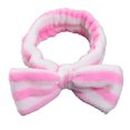thumbnail image 1 of Diadema con lazo Qarigey franela suave raya blanca rosa, 1 of 6