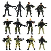 JoyAbit Special Force Army SWAT Soldiers Action Figures With Weapons And Accessories 4 In. Tall, 12 Figures/Pack
