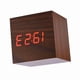 thumbnail image 2 of Reloj despertador digital electrónico de madera de 6 x 6 x 6 cm, con pantalla LED y control de voz, color marrón, 2 of 14