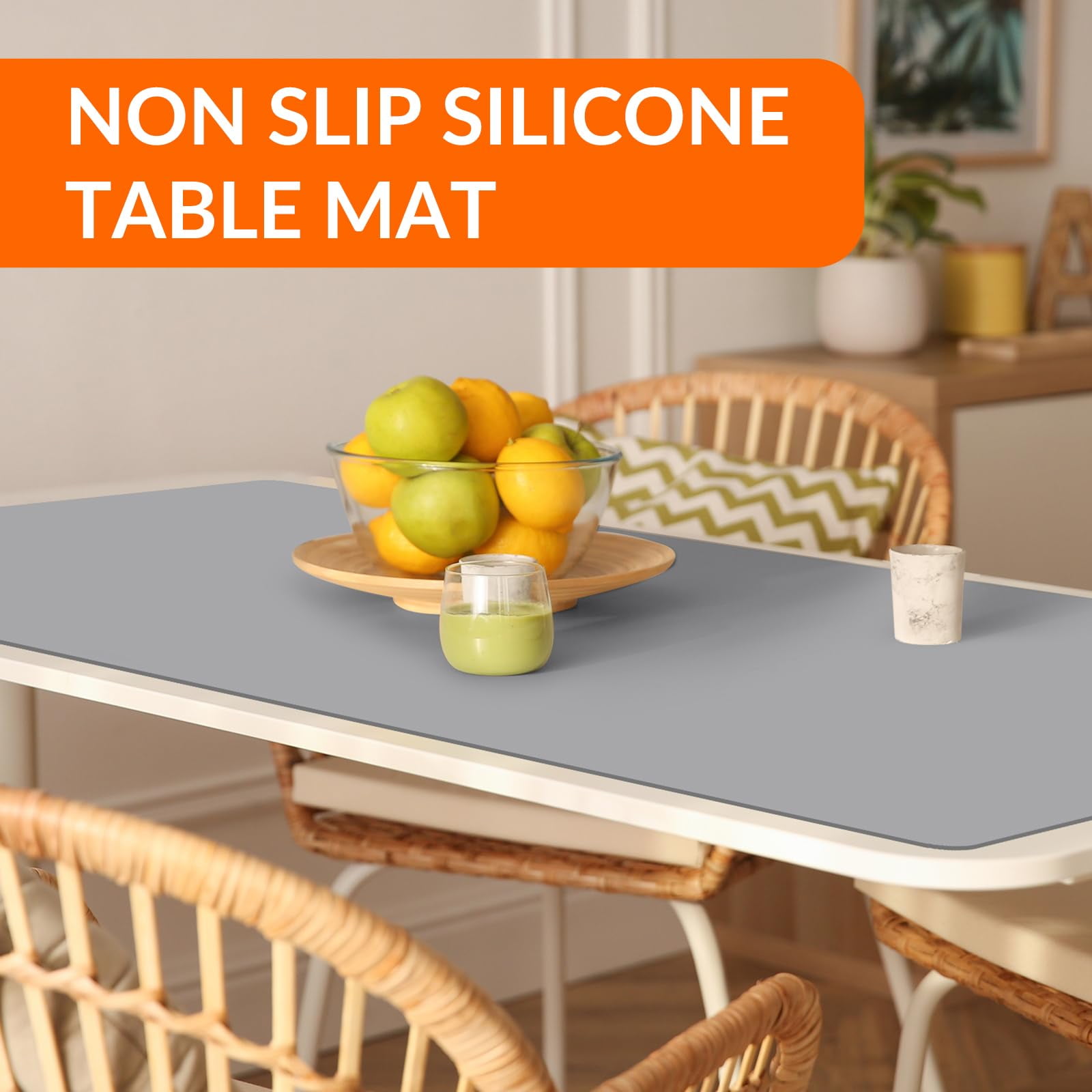 Goldeer Silicone Mats for Kitchen Counter - Heat Resistant Table Mat for Air Fryer Silicone Countertop Protector Nonskid Desk Saver Pad for Craft Coffee Makeup 23.6"L x 15.7"W Light Gray