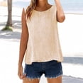 thumbnail image 6 of Linen Tank Tops for Women, Summer Casual Comfy Linen Shirts Round-Neck Breathable Tank Top for Women Sleeveless Summer Clothing for Vacation, Beige L, 6 of 6