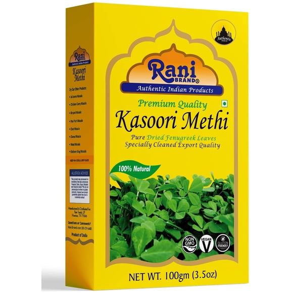 Rani Fenugreek Leaves Dried (Kasoori Methi) 3.5oz (100g) ~ All Natural | Vegan | Gluten Friendly | NON-GMO | Indian Origin