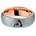thumbnail image 2 of Tungsten Savory Slice Pepperoni Pizza Food Band Ring 7mm Men Women Comfort Fit 18k Rose Gold Dome Brushed Gray Polished, 2 of 4