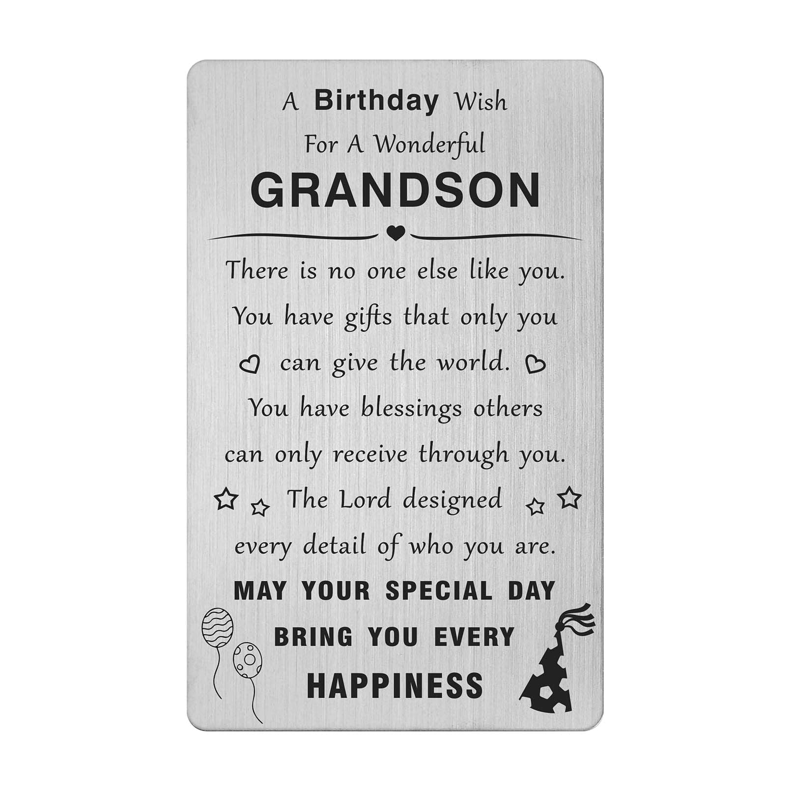 Grandson Birthday Card, Steel Engravd Birthday Card for Grandson, Meaningful Birthday Gifts