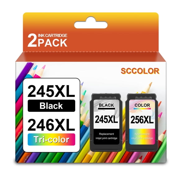 PG-245XL CL-246XL Ink Cartridge Replacement for Canon 245XL 246XL 245 246 High Yield for PIXMA MG2525 MG3022 MX490 TS202 TS3322 TR4520 TS302 TR4527 Printer Ink Cartridge(1 Black,1 Tri-Color)