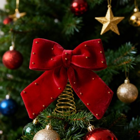 Bow Christmas Tree Topper Christmas Bow Tree Top Star Christmas Tree Decoration Wine Red Velvet Bow