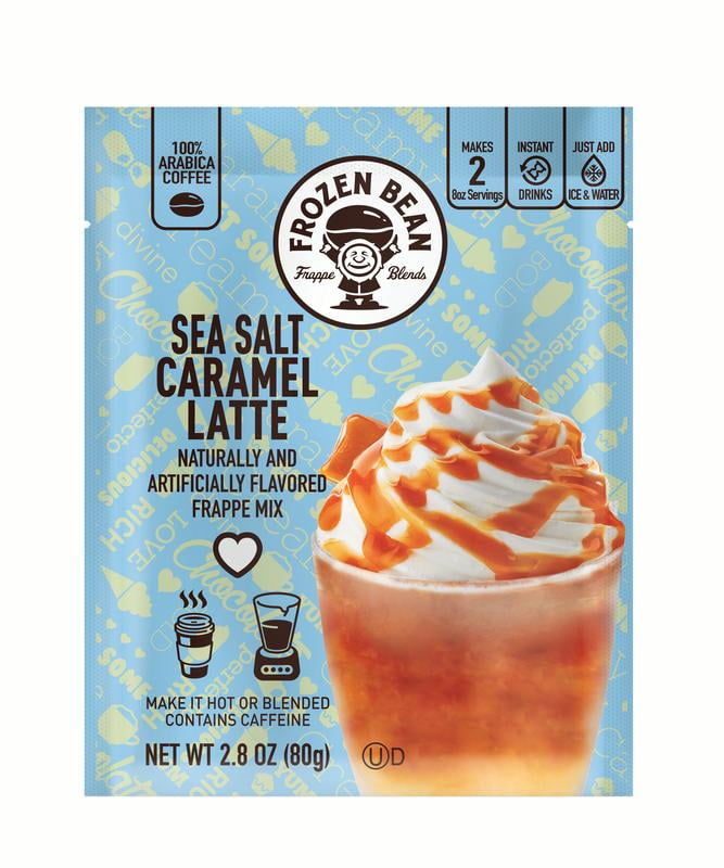 (12 Pack) Frozen Bean Frappe Blend Medium Roast, Instant Coffee Packets, Sea Salt Caramel Latte, 2.8 oz