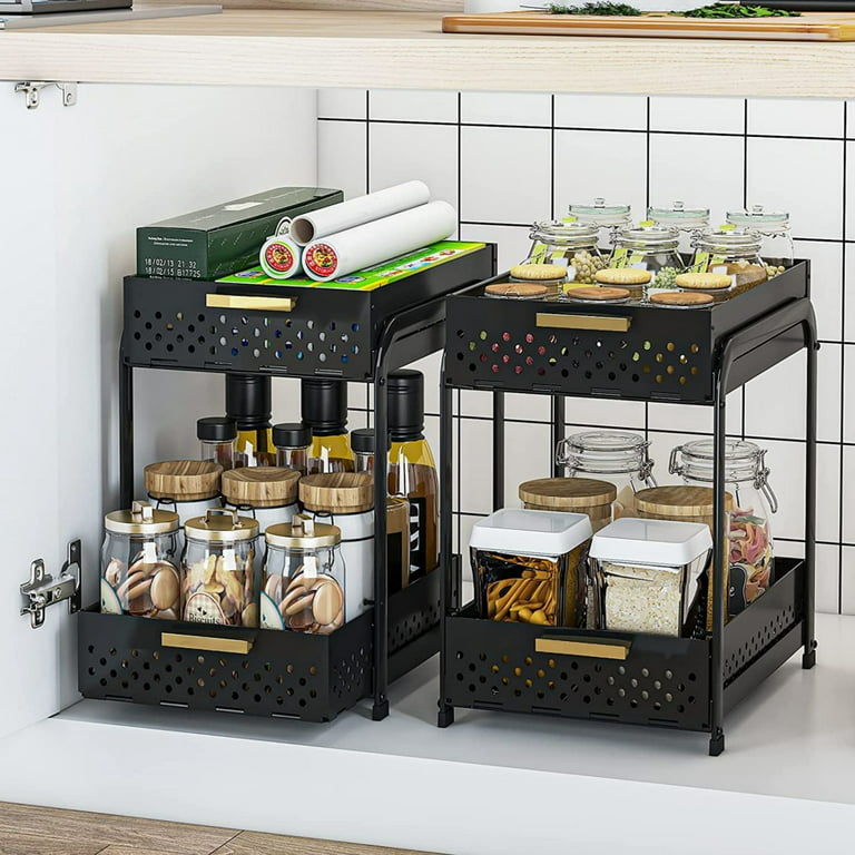  Aojia Under Sink Organizer with 2 Sliding Drawers, Black,  Unisex, Caddy, Sinks : Home & Kitchen