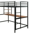 thumbnail image 3 of DreamBuck Twin Size Metal Loft Bed with Desk & Shelf, Metal Bedframe with Built-in Ladder and Safety Guardrail, for Dorm, Bedroom, Guest Room, Black, 3 of 7