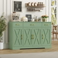 thumbnail image 3 of Homfa Buffet Cabinet with 3 Drawers and 4 Doors, 55.1" W Kitchen Sideboard Storage Cabinet with Adjustable Shelves, Farmhouse Coffee Bar for Dining Room, Green, 3 of 7