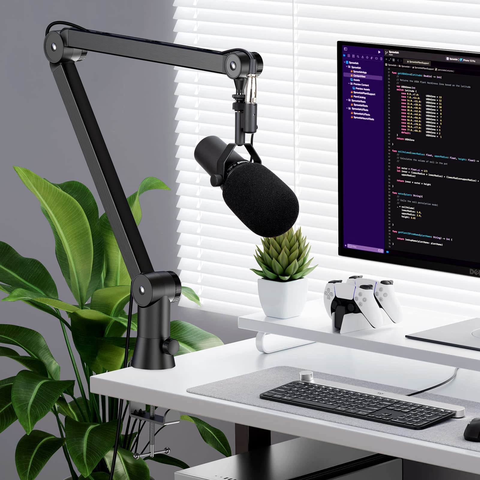 YOUSHARES Blue Yeti Microphone Boom Arm - Weighted Metal Mic Arm, Flexible Desk Mount with 5 Freely Adjustable Joints, Compatible with HyperX QuadCast, Rode, Razer and Most USB Mics