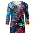 thumbnail image 4 of NuoCaiYun Ladies 3/4 Sleeve T-Shirt, Fashionable Women'S Hawaiian Printed Casual Round Neck 3/4 Sleeve Tops, 4 of 6