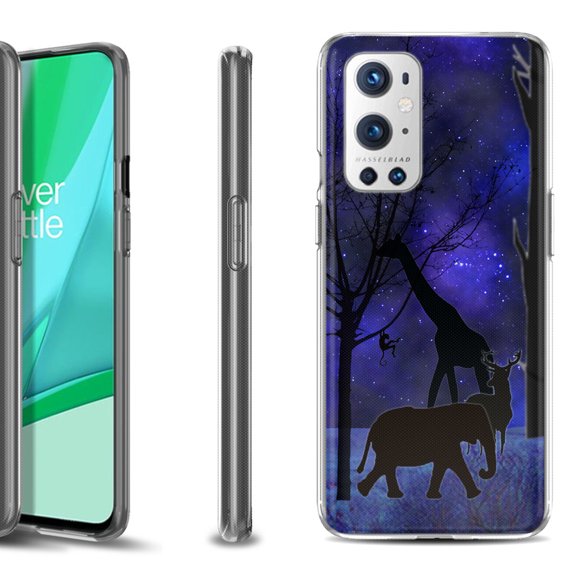 Slim-Fit Flexible TPU Gel Phone Case Compatible with OnePlus 9 PRO 5G, by OneToughShield ® - Midnight Safari