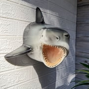 Zeckos 16 inch Great White Shark Head Wall Mount Trophy Resin Ocean Nautical Decor
