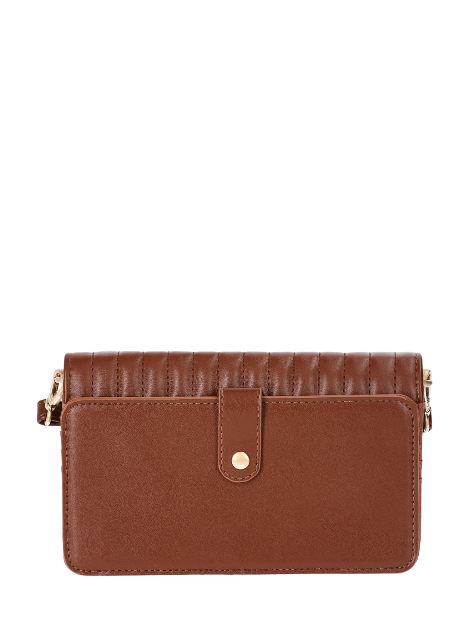 Time and Tru Women's Gigi Quilted Flap Top Wallet, Cognac