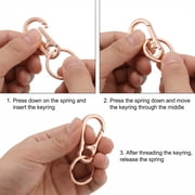 DF Metal Spring Clasp Keychain with Split Key Ring, Durable Carabiner Key Holder for Keys, Bags, Purses, Assorted 4 Colors