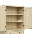 thumbnail image 4 of Pantry Storage Cabinet, 72.33" Tall Storage Cabinet with 4 Rattan Doors and 1 Drawer, Farmhouse Bathroom Cabinet for Kitchen, Living Room, Natural, 4 of 9