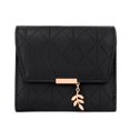thumbnail image 7 of UTO Small Wallet for Women PU Leather Leaf Pendant Bifold Purse Card Holder Zipper Pocket Short Wallet(Black), 7 of 7