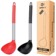 Bundlepro Pack of 2 Silicone Ladle Spoon for Soup, Non Stick Kitchen Utensils with High Heat Resistant